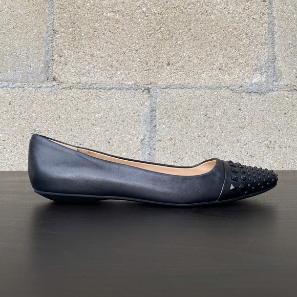 BCBGeneration - Zeleni Black Studded Leather Flats - size 7.5 B - Picture 4 of 12